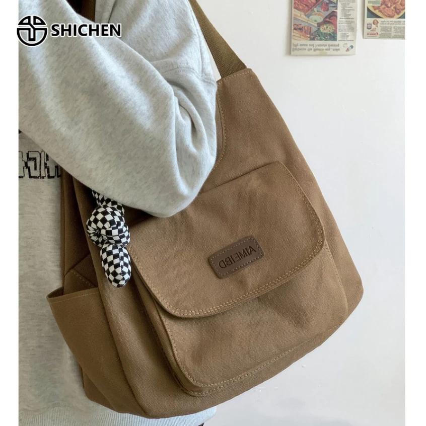 SHI CHEN ragdoll Túi tote canvas Đeo Vai / Đeo Chéo Sức Chứa Lớn Thời Trang Đường Phố Đơn Giản Cho Học Sinh