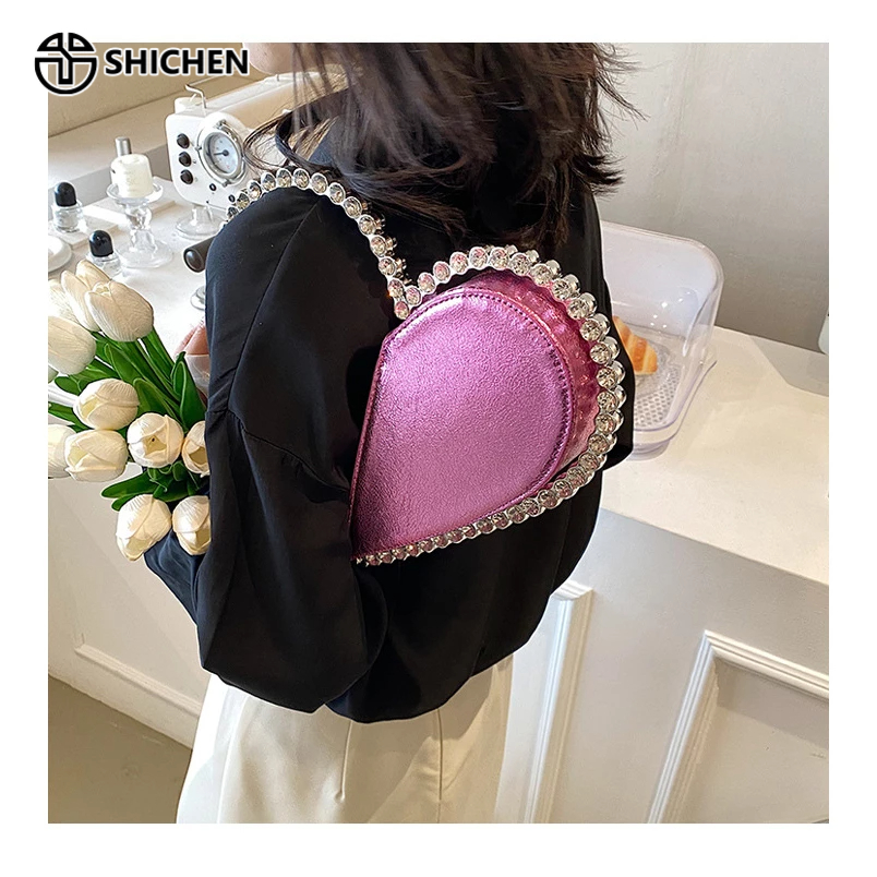 Shield chen ins Túi Xách tote Hình Trái Tim Thời Trang Châu Âu Ngọt Ngào Kết Cấu Cao Cấp Phù Hợp Với Tiệc Tùng