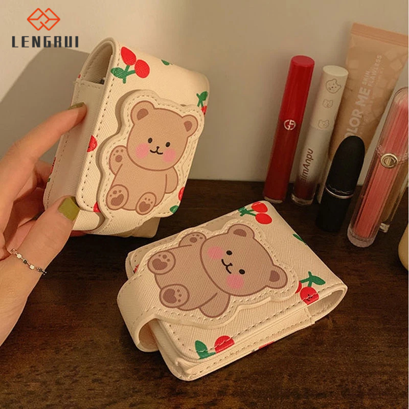 FOREVER LENGRUI Túi Đựng Son Môi / Đồ Trang Điểm mini Họa Tiết Gấu Dễ Thương Kèm Gương Tiện Lợi Dành Cho Bạn Gái