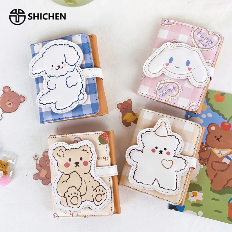 SHI CHEN Ví Da PU Nhỏ Gọn Họa Tiết Gấu Hoạt Hình Phong Cách Nhật Hàn Cho Nữ
