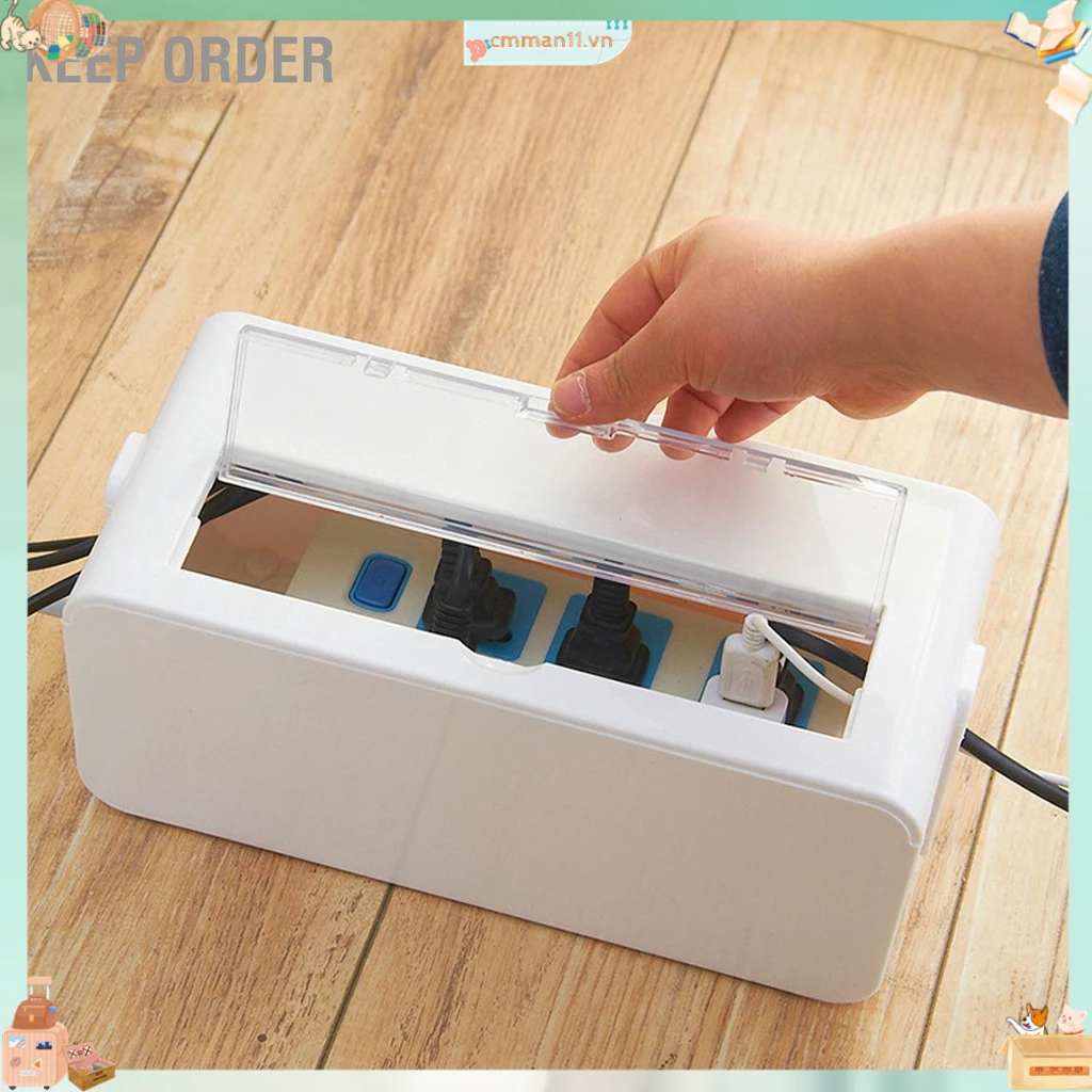 Keep order Hộp lưu trữ ổ cắm điện An toàn chống bụi Ổ dây tổ chức nhựa cho gia đình vừa
