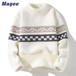 Magee Áo sweater Dệt Kim Dày Dáng Rộng In Họa Tiết Caro Cổ Điển Cao Cấp Phong Cách Hàn Quốc Thường Ngày Cho Nam