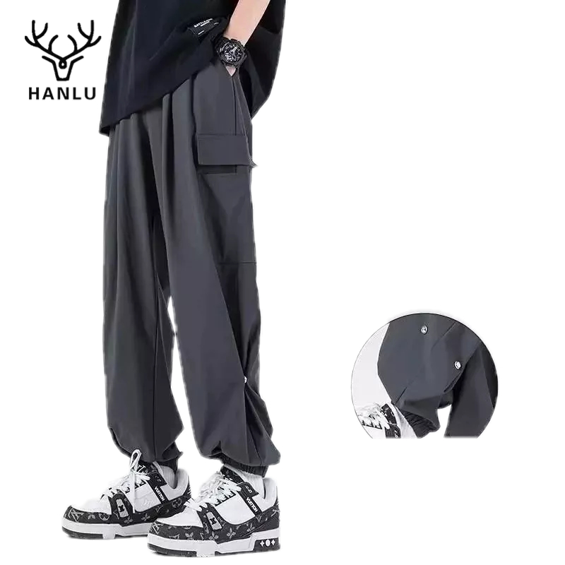 Quần dài HANLU phối túi phong cách thể thao harajuku Nhật Bản thời trang dành cho nam