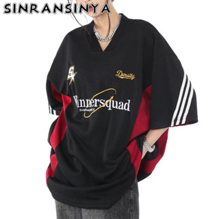 Áo thun SINRANSINYA form rộng phong cách đường phố Mỹ thời trang cho nam