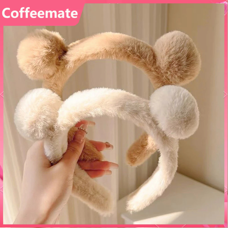 ⚡Băng Đô Cài Tóc Tai Gấu Bằng Lông Nhung Trắng Dễ Thương Xinh Xắn Cho Nữ