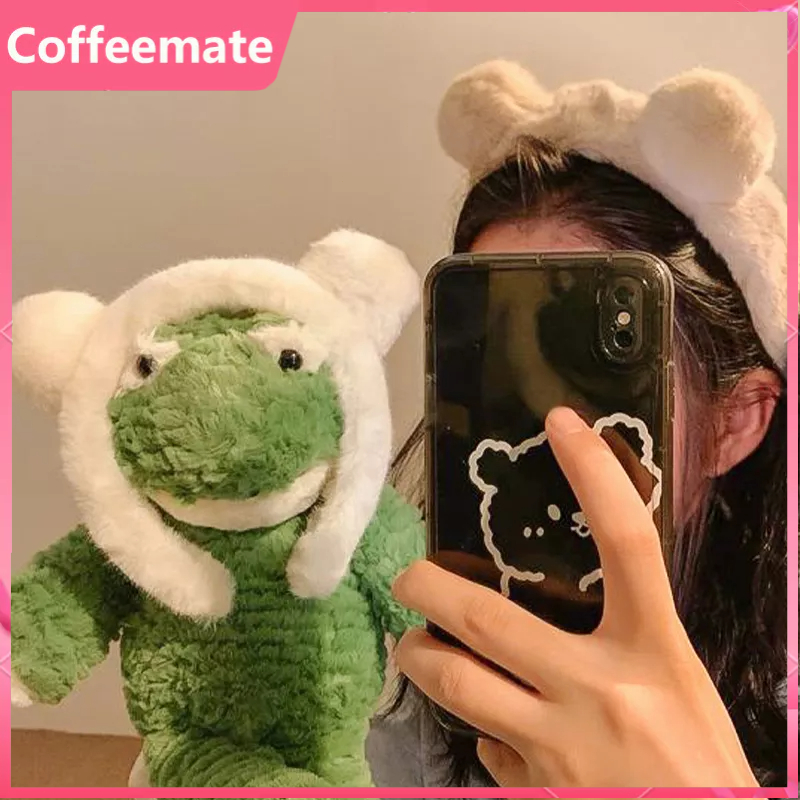 ⚡Băng Đô Cài Tóc Tai Gấu Bằng Lông Nhung Trắng Dễ Thương Xinh Xắn Cho Nữ