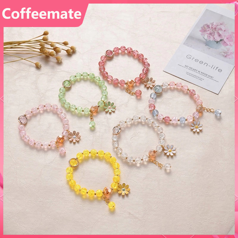 ⚡Vòng tay đính hoa cúc thời trang nữ tính, nhiều màu, đính đá pha lê lấp lánh, vòng tay tặng sinh nhật, quà lưu niệm