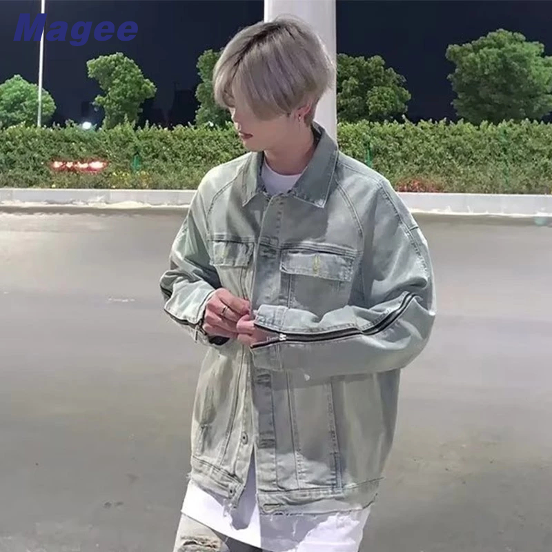 Áo Khoác Jean Khóa Kéo Thời Trang Hàn Quốc Sang Trọng Cho Nam