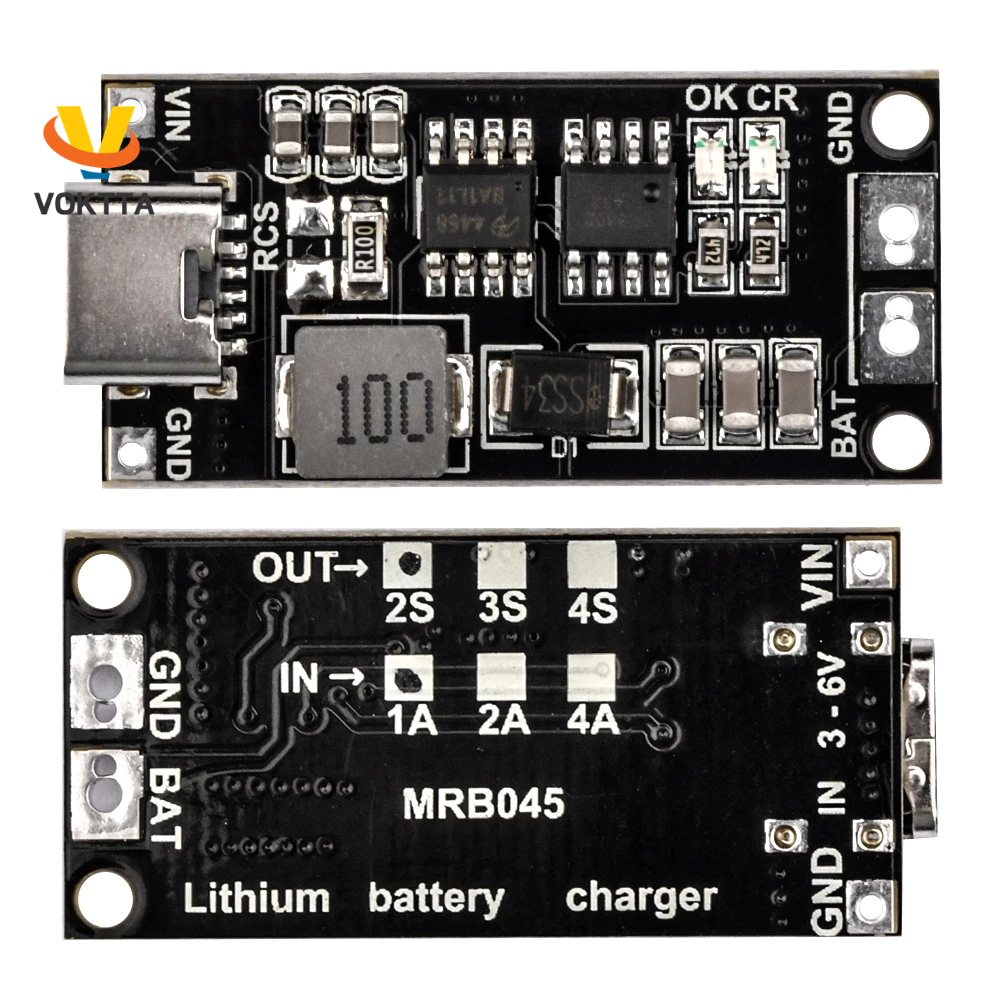 Bộ Sạc Pin lithium Tăng Áp voktta 2s 3s 4s type-c Sang 8.4v 12.6v 16.8v 7.4v 11.1v 14.8v 18650