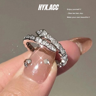 Nhẫn nữ sáng bóng hình rắn zircon nhẫn ánh sáng sang trọng mở nhẫn