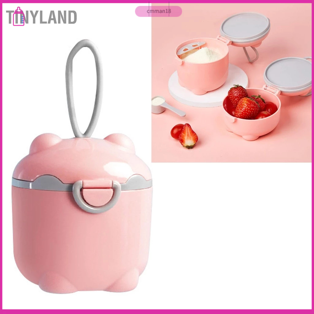 TinyLand Hộp đựng sữa bột cầm tay hình gấu dễ thương cho bé Hộp đựng đồ ăn nhẹ trái cây