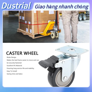 Dustrial Bánh xe trung tâm trọng lực thấp khóa công nghiệp PU 3 inch cho khung giường