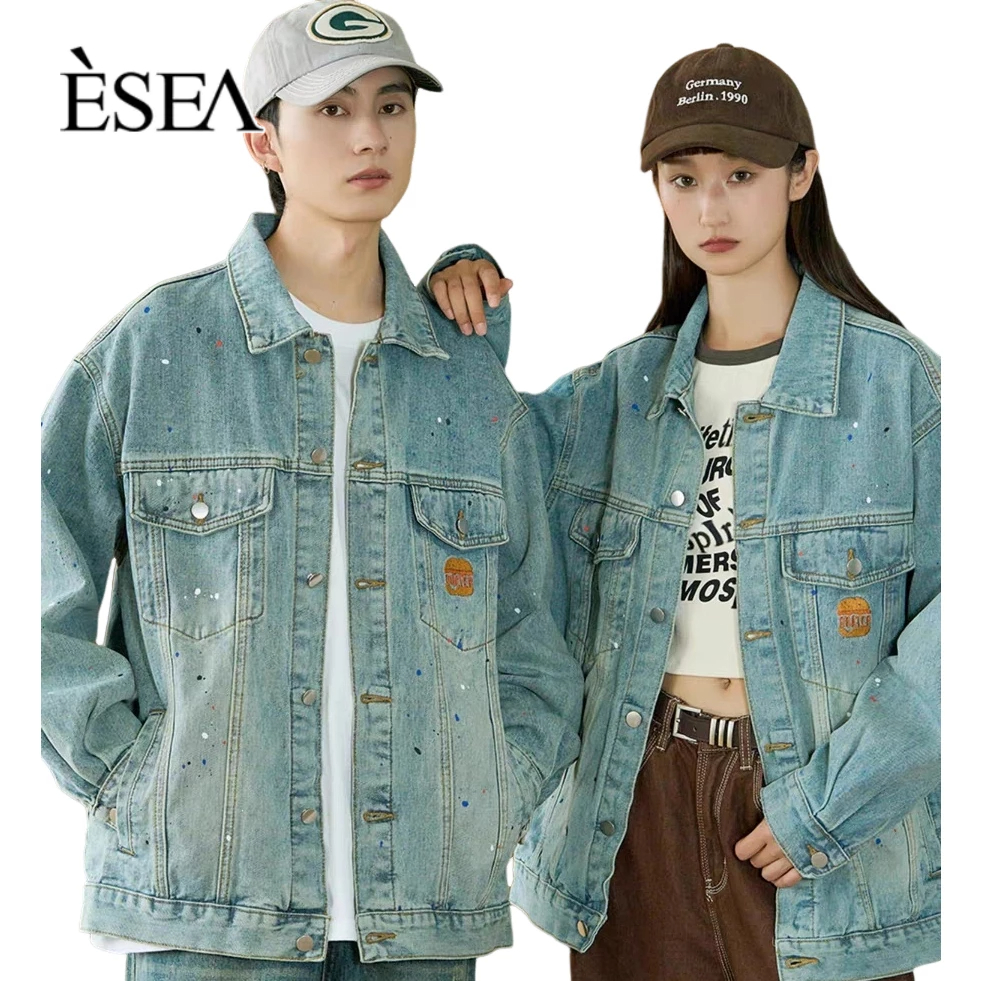 Esea Áo Khoác denim Tay Dài Dáng Rộng Thời Trang Thường Ngày Phong Cách Mỹ Hàng Mới Dành Cho Nam Và Nữ