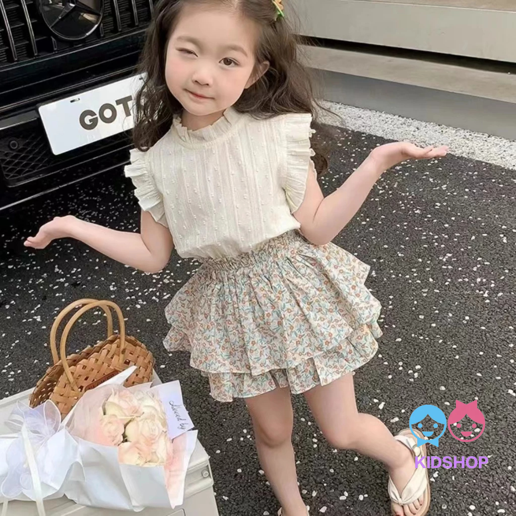 Set Đồ Mùa Hè Hai Món Bằng Vải cotton Phong Cách Mới 2023 Cho Bé Gái