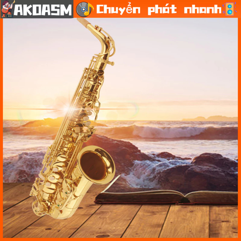 [Trong Kho] Saxophone Alto Brass Eb chuyên nghiệp với phụ kiện ống ngậm Thiết bị nhạc cụ AKOASM