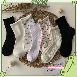 Tất Vớ cổ cao màu trắng trơn phong cách lolita Hàn Quốc vintage thời trang dành cho nữ
