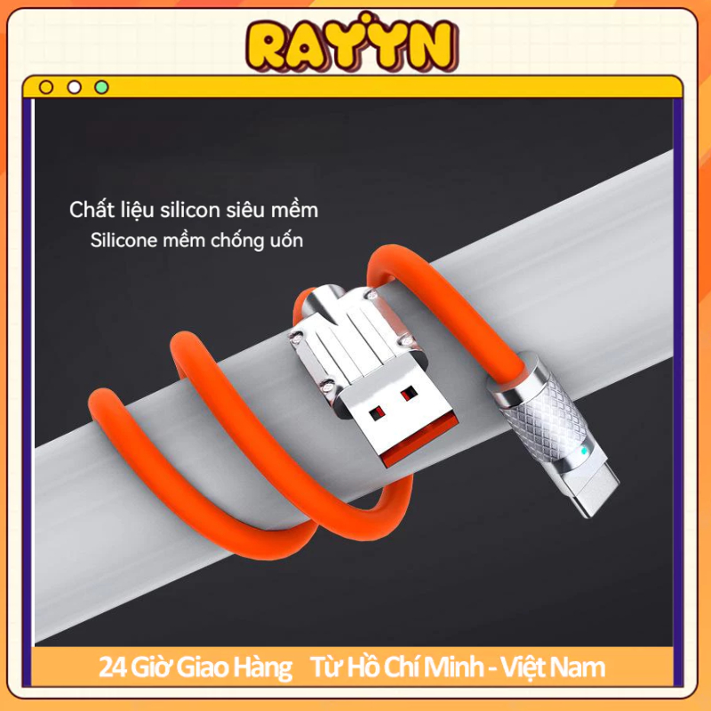 Dây Cáp Sạc Nhanh 120W 6A Bằng Hợp Kim Kẽm Và Silicon Cho type-C