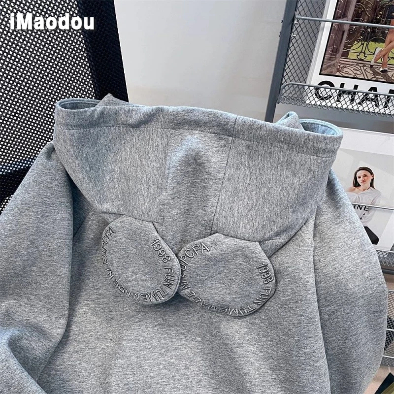 IMaodou Senior sense Áo Khoác cardigan Có Mũ Trùm Đầu Cỡ Lớn Thêu Họa Tiết retro hong kong Sang Trọng Cho Nam Và Nữ