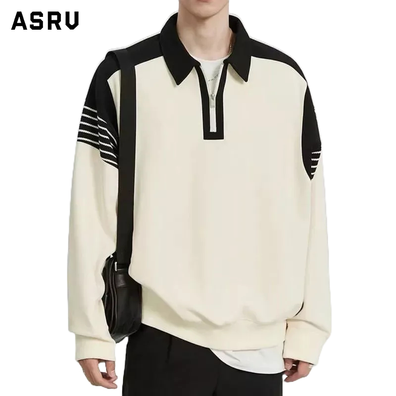 Hàng Mới Về asrv Áo sweatshirt Dáng Rộng Họa Tiết Kẻ Sọc Màu Tương Phản Phong Cách Âu Mỹ Cổ Điển Thời Trang Xuân Thu Mới Cho Nam