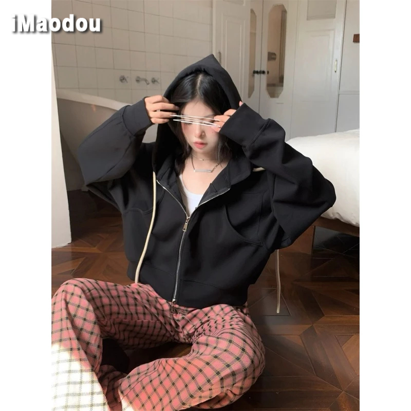 IMAODOU Áo Khoác Tay Dài Có Nón Và Dây Rút Thời Trang Hàn Quốc Mới 2023