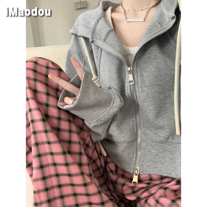 IMAODOU Áo Khoác Tay Dài Có Nón Và Dây Rút Thời Trang Hàn Quốc Mới 2023