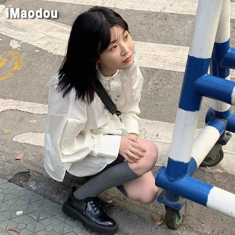 IMAODOU Áo Sơ Mi Trắng Dài Tay Phong Cách Pháp Thời Trang Mùa Thu Mới Cho Nữ