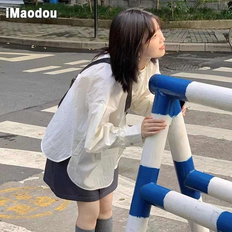 IMAODOU Áo Sơ Mi Trắng Dài Tay Phong Cách Pháp Thời Trang Mùa Thu Mới Cho Nữ