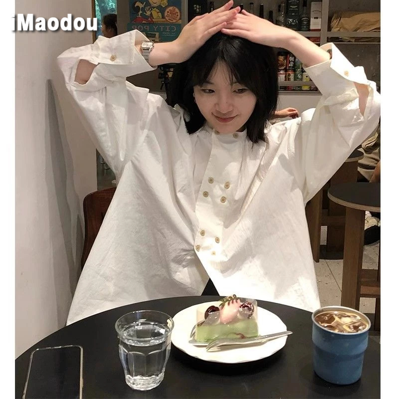 IMAODOU Áo Sơ Mi Trắng Dài Tay Phong Cách Pháp Thời Trang Mùa Thu Mới Cho Nữ