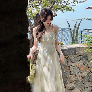 TINGYAXIU  Đầm Dài Trung Bình In Hoa Thời Trang Hàn Quốc Cho Nữ
