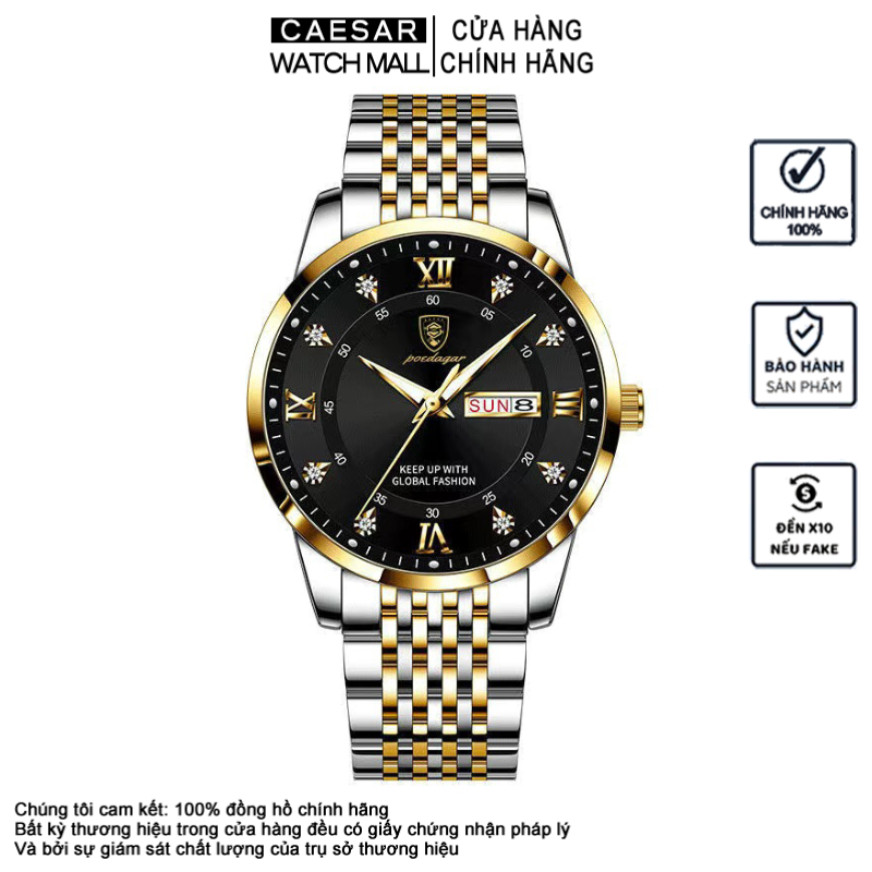 Đồng hồ nam chính hãng POEDAGAR 836 Đồng hồ đeo tay đồng hồ sang trọng nam Đồng hồ sang trọng nam ánh sáng ban đêm không thấm nước lịch