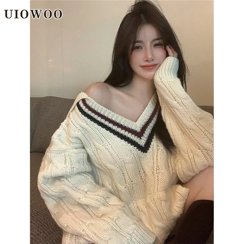 Áo sweater Cổ Chữ v Dáng Rộng Có Mũ Trùm Thời Trang Thu Đông 2022 Mới