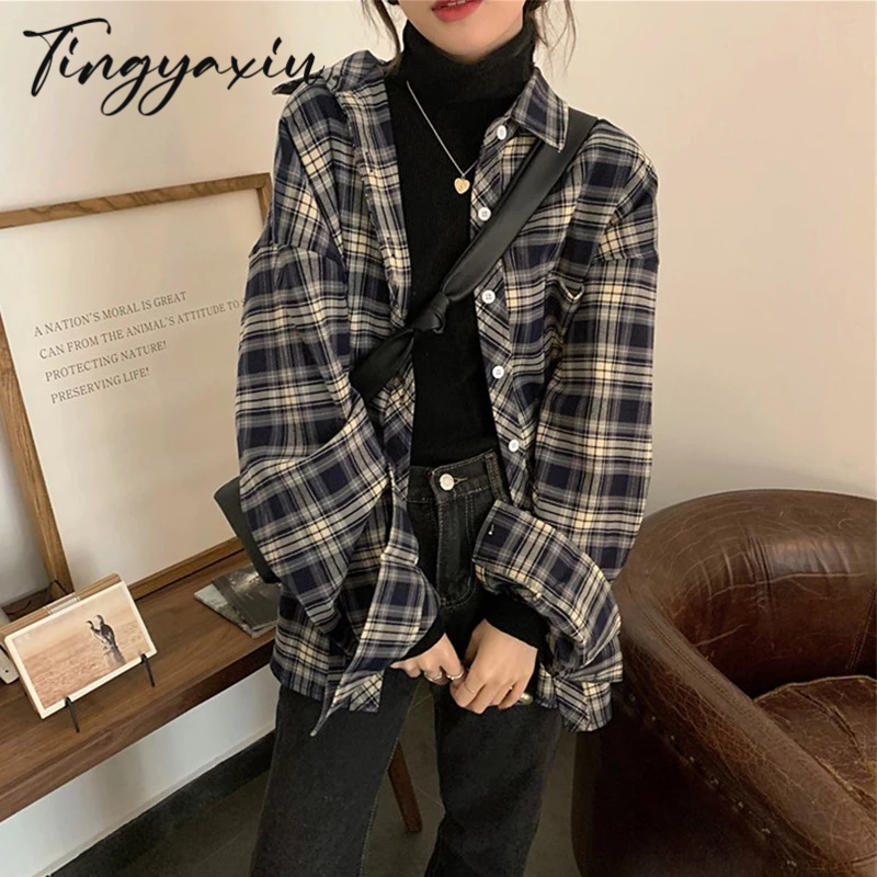 TINGYAXIU 2023 thiết kế phong cách mới của hồng kông cảm giác mùa xuân và mùa thu áo sơ mi kẻ sọc retro nữ