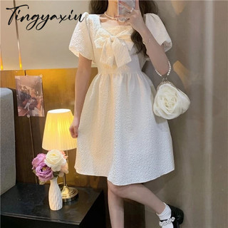 TINGYAXIU Đầm Tầng Cổ Vuông Phong Cách Công Chúa Thời Trang Dành Cho Nữ
