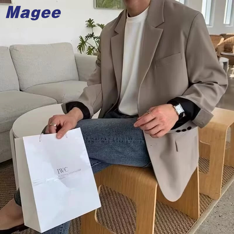 Áo Khoác Vest Dáng Rộng Cài Một Hàng Nút Thời Trang Cao Cấp Phong Cách Hàn Quốc Cho Nam