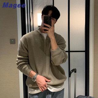 Áo sweater cổ cao dáng rộng có khóa kéo thời trang hàn quốc cho nam