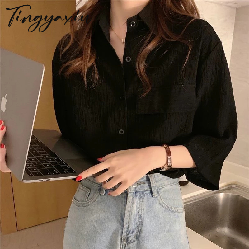 TINGYAXIU Áo Sơ Mi Chống Nắng Tay Ngắn Dáng Rộng Phong Cách Pháp Cổ Điển Thời Trang Mùa Hè Cao Cấp Dành Cho Bạn Nữ