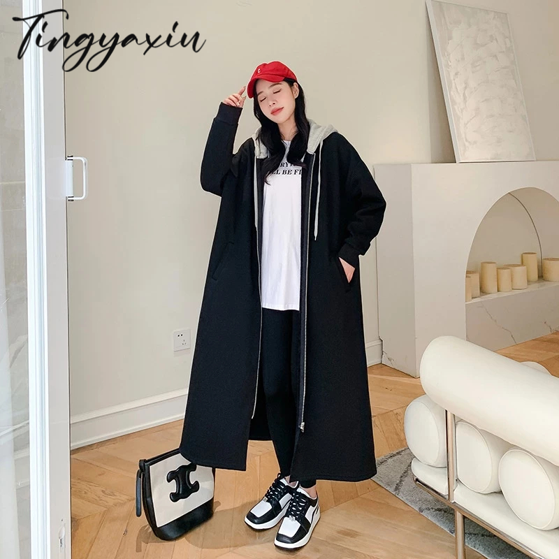 TINGYAXIU Áo Hoodie Dáng Rộng Thời Trang Xuân Thu Hàn Quốc Cho Nữ