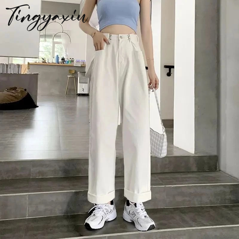 TINGYAXIU Quần Ống Rộng Lưng Cao Phong Cách Hàn Quốc 2023 Cho Nữ
