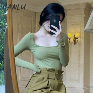 HANLU Áo Thun Tay Dài Dáng Ôm Gợi Cảm Thời Trang Mới Cho Nữ
