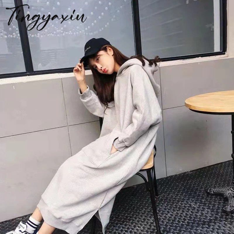 TINGYAXIU Áo Hoodie Dáng Rộng Thời Trang Thu Đông Phong Cách Hàn Quốc