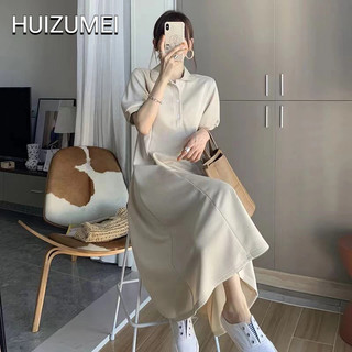 HUIZUMEI Đầm Dài Cổ polo Phong Cách Pháp Thời Trang Cho Nữ