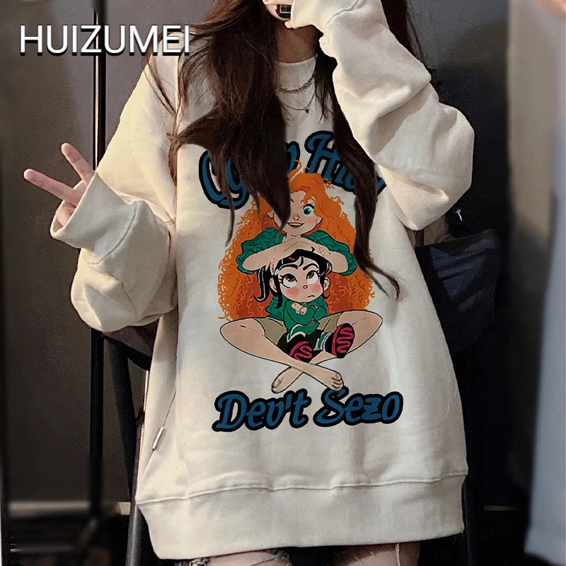 HUIZUMEI Áo sweater Lông Cừu Dày Chui Đầu Cổ Tròn In Hình Cho Nữ