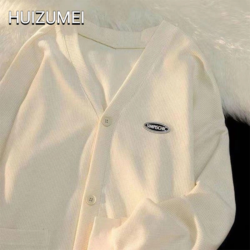 HUIZUMEI Áo Khoác cardigan Len Dáng Rộng Phong Cách Cho Nữ