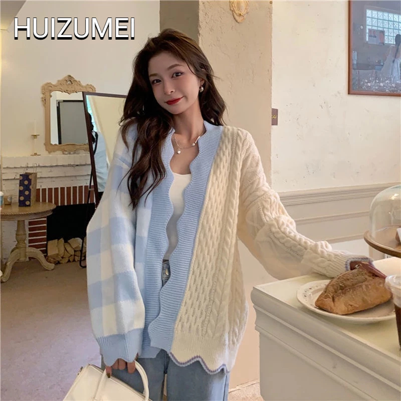 HUIZUMEI Áo Khoác cardigan Dệt Kim Dáng Rộng Thời Trang Cho Nữ