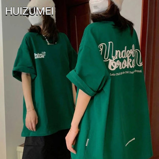 HUIZUMEI Áo Thun Ngắn Tay Dáng Rộng Thời Trang retro Mỹ Dành Cho Nữ