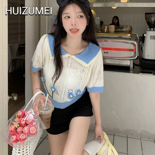 HUIZUMEI Áo polo Tay Ngắn Phong Cách Thời Trang Hàn Quốc