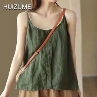 HUIZUMEI Áo Hai Dây Cổ Tròn Dáng Rộng Cỡ Lớn Phong Cách Hàn Quốc Cho Nữ