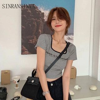 Áo croptop SINRANSINYA kiểu dáng ngọt ngào quyến rũ thời trang cho nữ