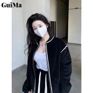  Áo khoác cho nữ Da lộn mùa thu đông đồng phục bóng chày nữ dáng rộng nhỏ hương thơm áo khoác dây kéo cardigan áo khoác nữ 