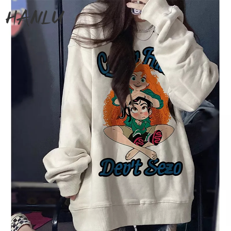 HANLU Áo Sweater Lông Cừu Cổ Tròn In Họa Tiết Thời Trang Mới Cho Nữ